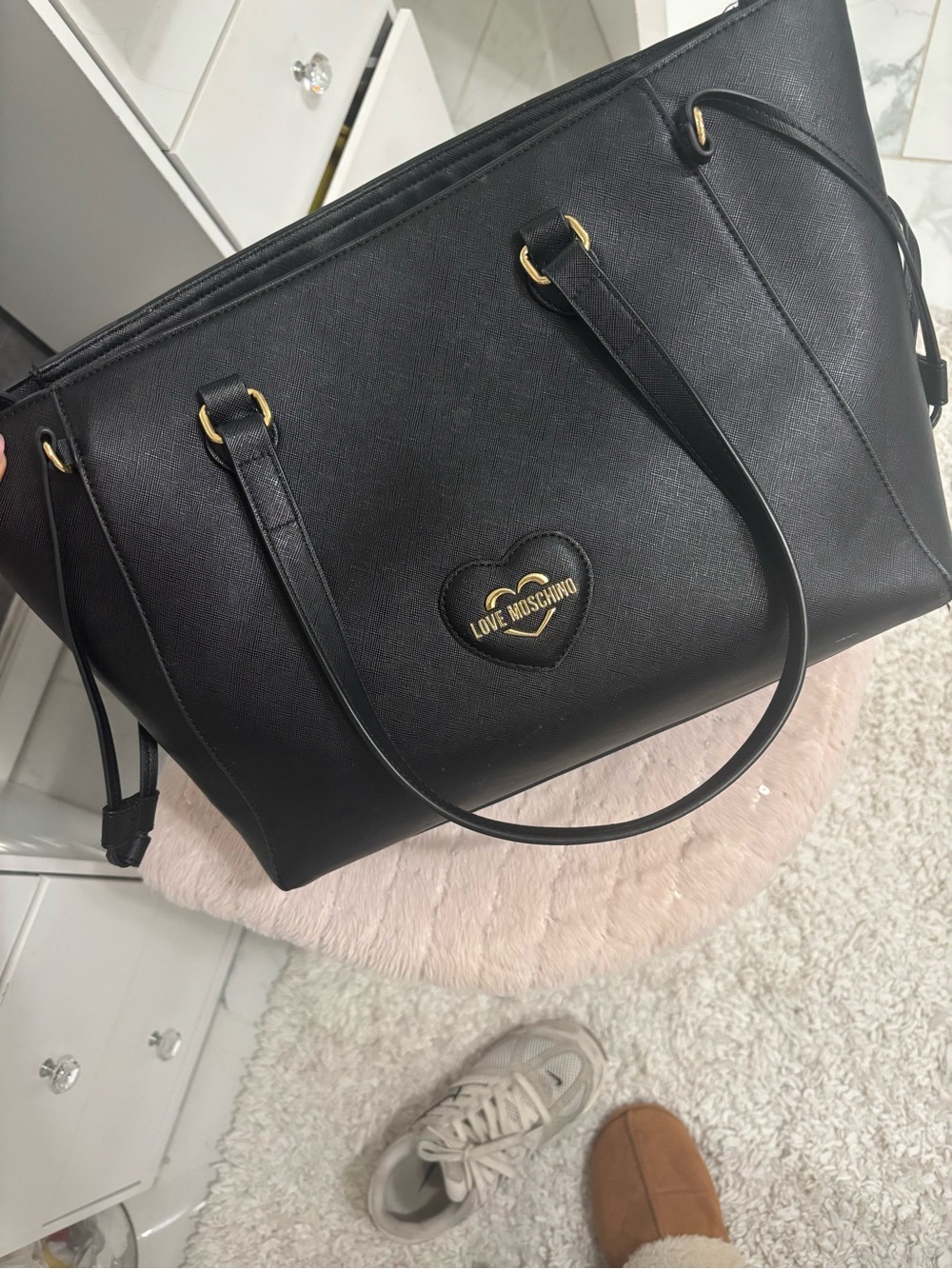 Love Moschino Black Tote with Gold Heart Logo